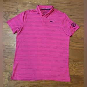 Nike Dri-Fit Mens L Golf Polo Palm Beach Gardens Pink Performance Stretch PGA